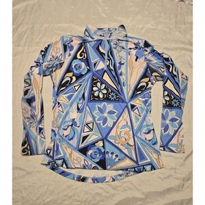 G Lifestyle Womens Medium Golf Quarter Zip Pullover Cooling Shirt Blue Protect